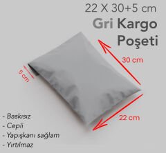 KARGO POŞETİ GRİ CEPLİ 22x30+5