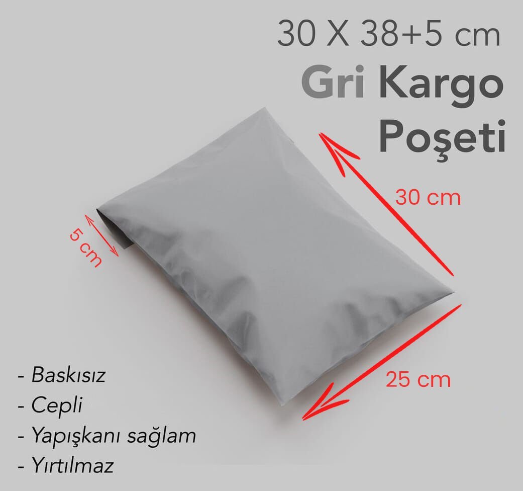 KARGO POŞETİ GRİ CEPLİ 30x38+5