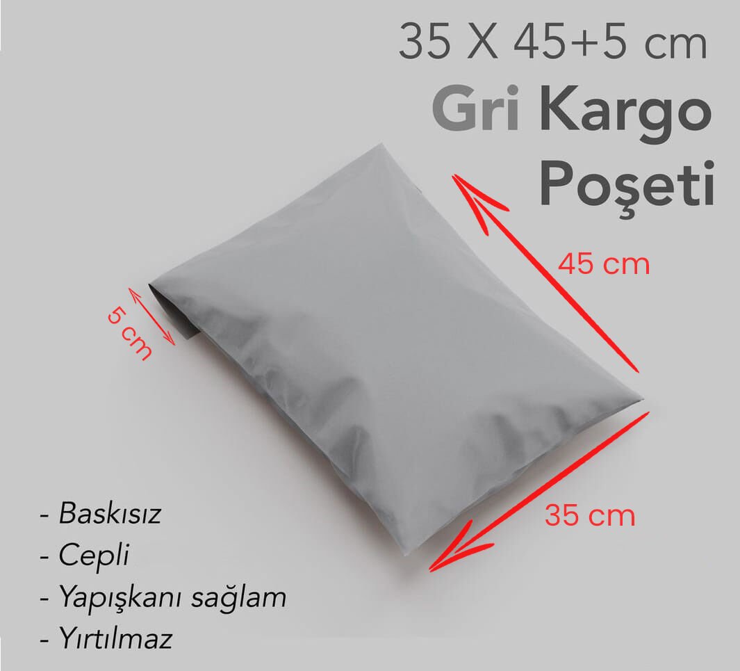 KARGO POŞETİ GRİ CEPLİ 35x45+5