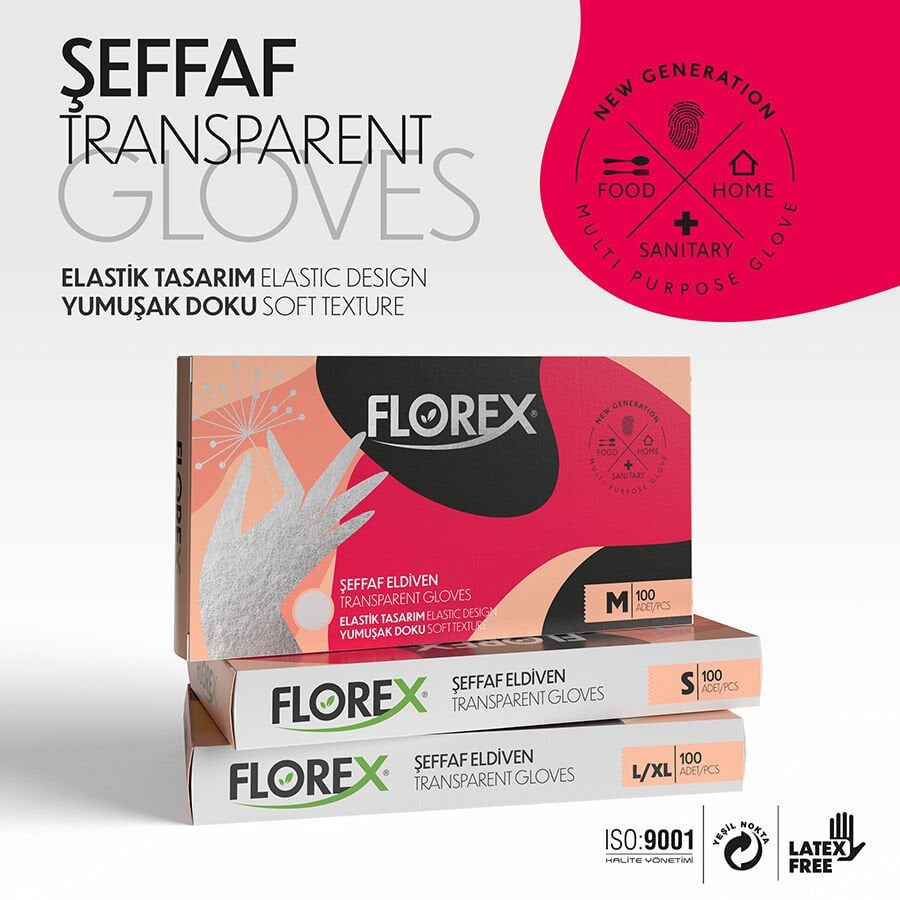 FLOREX YENİ NESİL ŞEFFAF ELDİVEN TPE LARGE