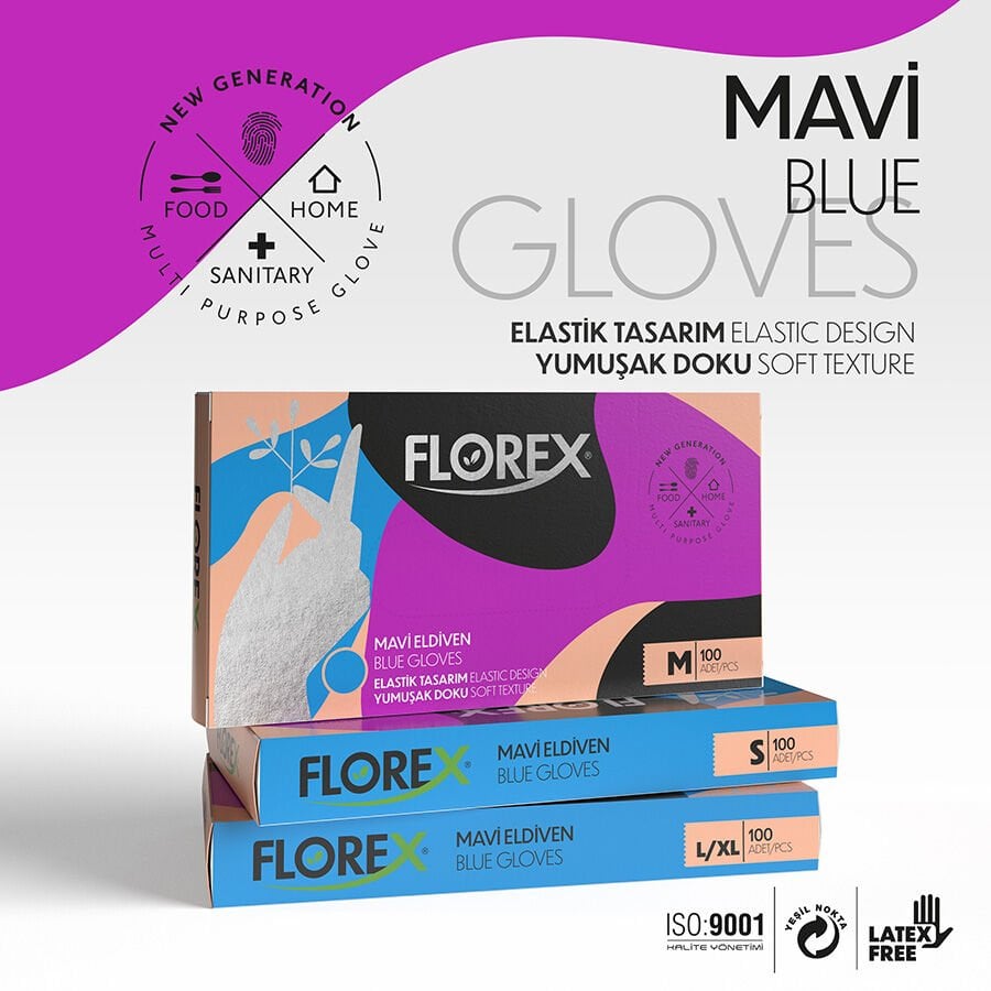 FLOREX YENİ NESİL ELDİVEN MAVİ TPE SMALL